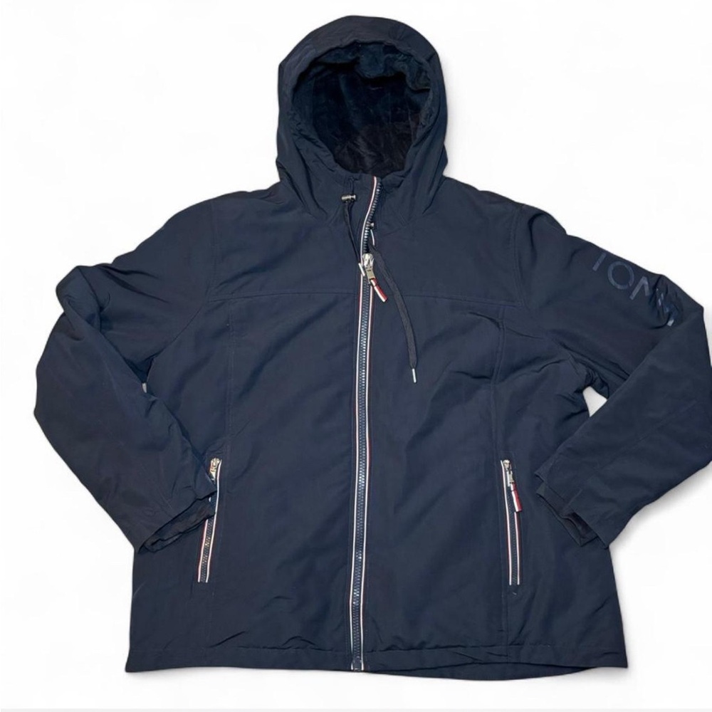 Tommy Hilfiger Women’s Stadium Jacket Navy Hooded XXL - Picture 2 of 13